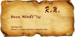 Rozs Mihály névjegykártya